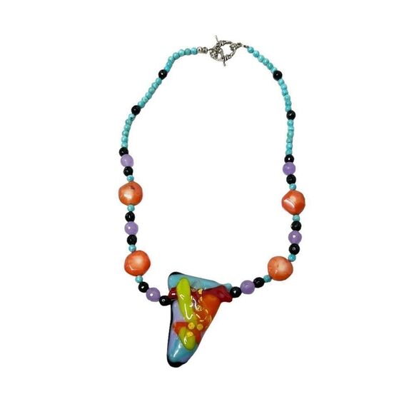 Jewelry - Handmade Semi-Precious Dichroic Glass Necklace